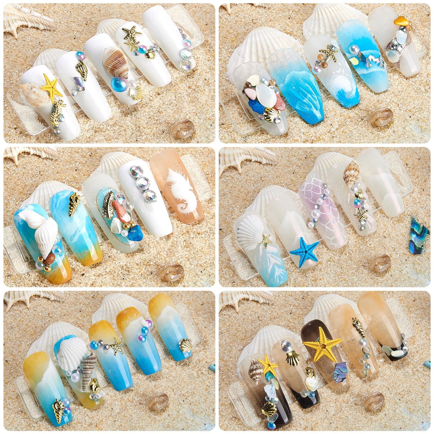 Summer Ocean Beach Series 3D Nail Charm Accessories Box of 12 slots (8 styles)