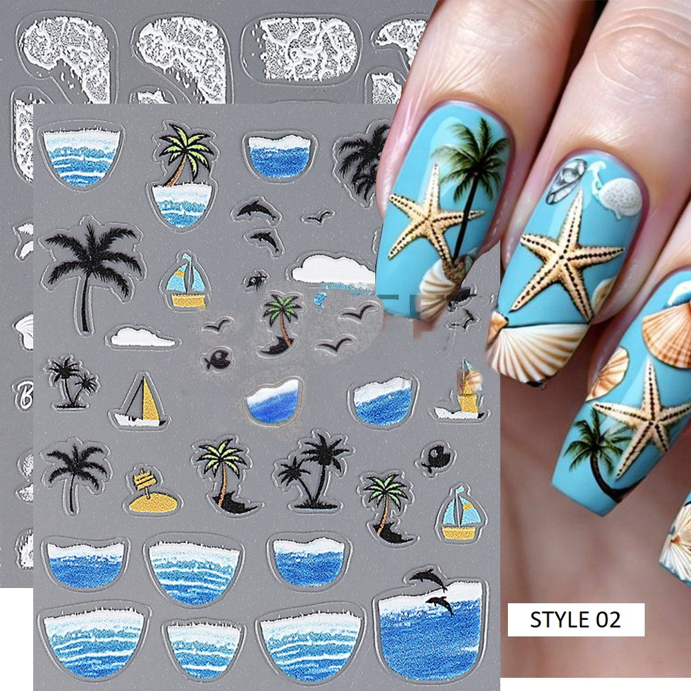 Summer Sea Beach Style Nail Art Sticker - Available in many styles