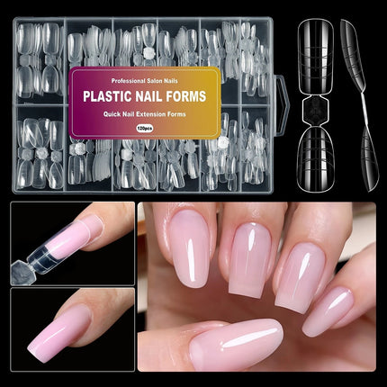 120Pcs Nail Tip Forms Extension 2-in-1 (Almond & Square)