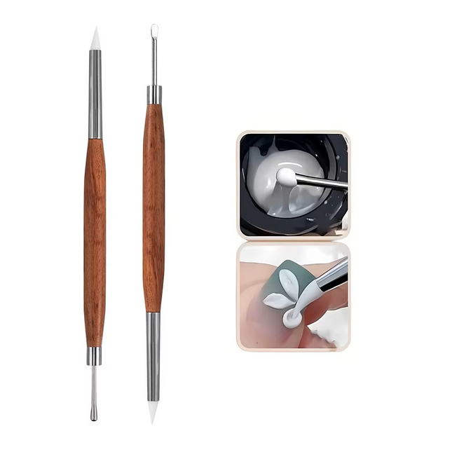 Double-ended Silicone Nail Art Sculpting Tool Carved Pen for 3D Gel Design