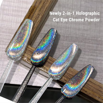 KIRIN 2-in-1 Holographic Cat Eye Magnetic Chrome Powder