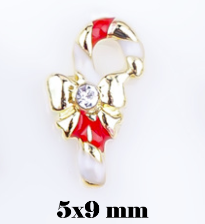 High Quality 3D Charm Xmas - Candy Cane (5pcs/pk)