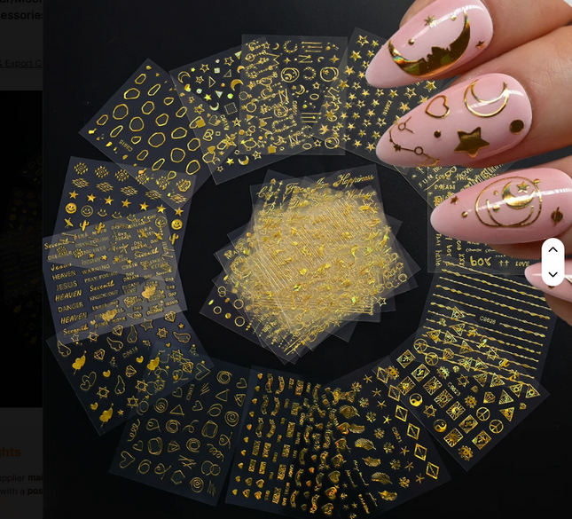Set of 30pcs Stickers - 3D Laser Gold Star/Moon Geometry