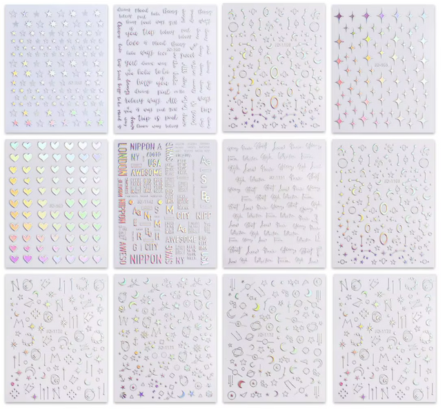 Hologram Y2K Sticker French Sun/Moon/Star (Set of 12pcs)