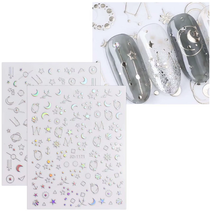 Hologram Y2K Sticker French Sun/Moon/Star (Set of 12pcs)