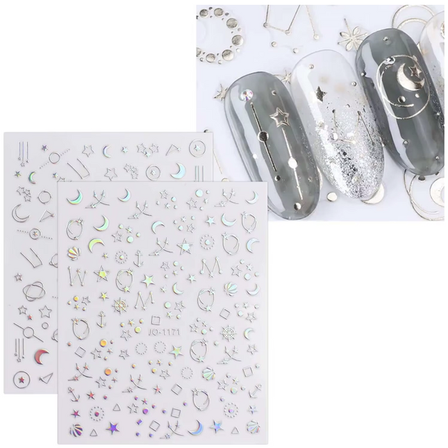 Hologram Y2K Sticker French Sun/Moon/Star (Set of 12pcs)
