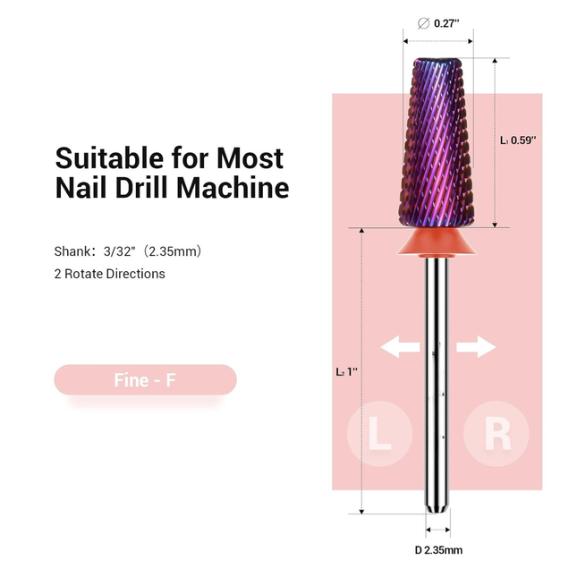 3/32” 5 in 1 Professional Carbide Bit – Purple/Pink