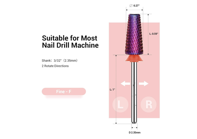 3/32” 5 in 1 Professional Carbide Bit – Purple/Pink