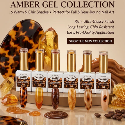 ALLÔ New Tortoiseshell Amber Gel Collection TPO/HEMA-Free (6 shades & 1 color chart)