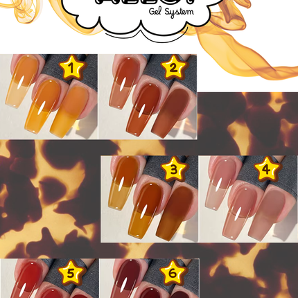 ALLÔ New Tortoiseshell Amber Gel Collection TPO/HEMA-Free (6 shades & 1 color chart)
