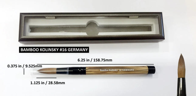 100% Bamboo Kolinsky Hair Acrylic Uncrimped GERMANY Brush (#16,18,20)