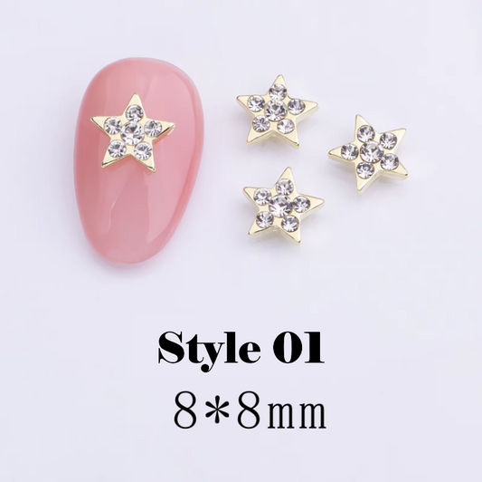 3D High Shine Zircon Diamond Star Charm (5pcs) - Available in 4 Colors
