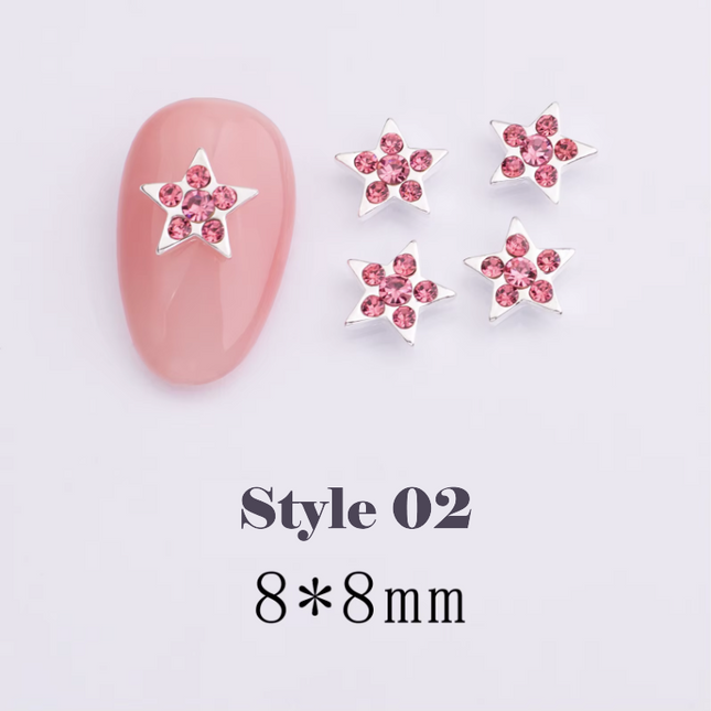 3D High Shine Zircon Diamond Star Charm (5pcs) - Available in 4 Colors