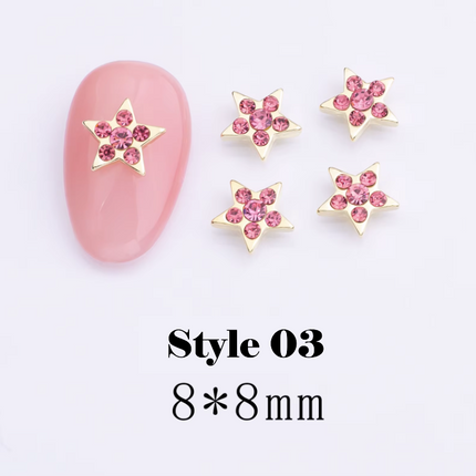 3D High Shine Zircon Diamond Star Charm (5pcs) - Available in 4 Colors