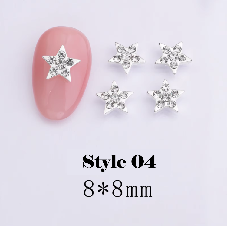 3D High Shine Zircon Diamond Star Charm (5pcs) - Available in 4 Colors