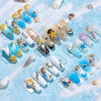 Summer Ocean Beach Series 3D Nail Charm Accessories Box of 12 slots (6 styles)