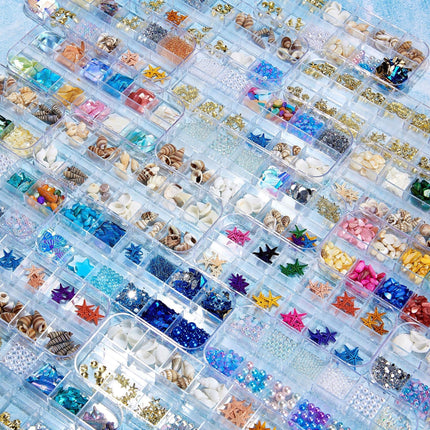 Summer Ocean Beach Series 3D Nail Charm Accessories Box of 12 slots (6 styles)