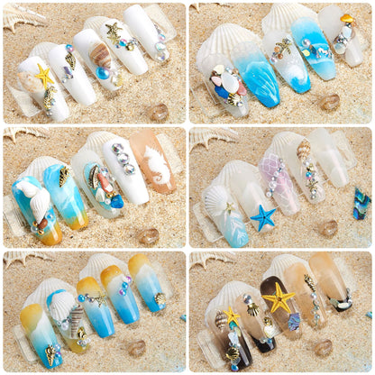 Summer Ocean Beach Series 3D Nail Charm Accessories Box of 12 slots (8 styles)