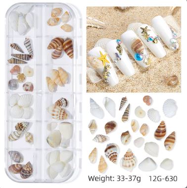 Summer Ocean Beach Series 3D Nail Charm Accessories Box of 12 slots (6 styles)