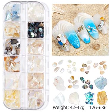 Summer Ocean Beach Series 3D Nail Charm Accessories Box of 12 slots (6 styles)