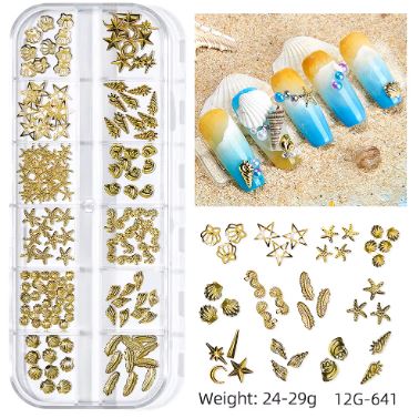 Summer Ocean Beach Series 3D Nail Charm Accessories Box of 12 slots (6 styles)