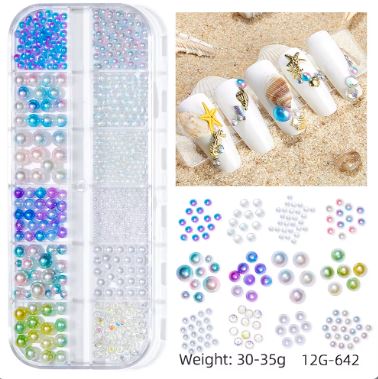 Summer Ocean Beach Series 3D Nail Charm Accessories Box of 12 slots (6 styles)
