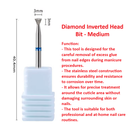 Best selling Diamond Cuticle Clean Nail Drill Bit (Cylindrical Flat Head & Inverted Head)