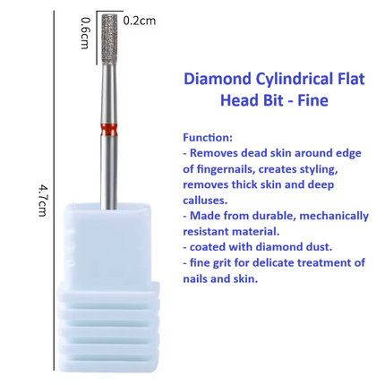 Best selling Diamond Cuticle Clean Nail Drill Bit (Cylindrical Flat Head & Inverted Head)