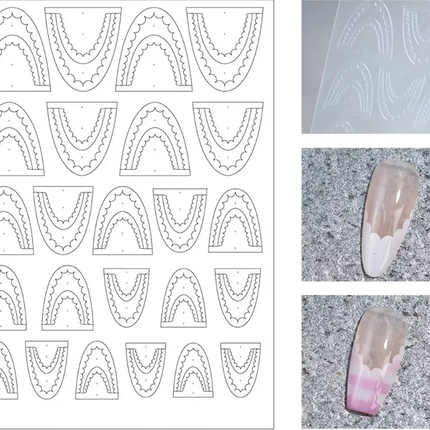 Hollow Lace French Tip Nail Sticker Stencil - 2 Styles Available