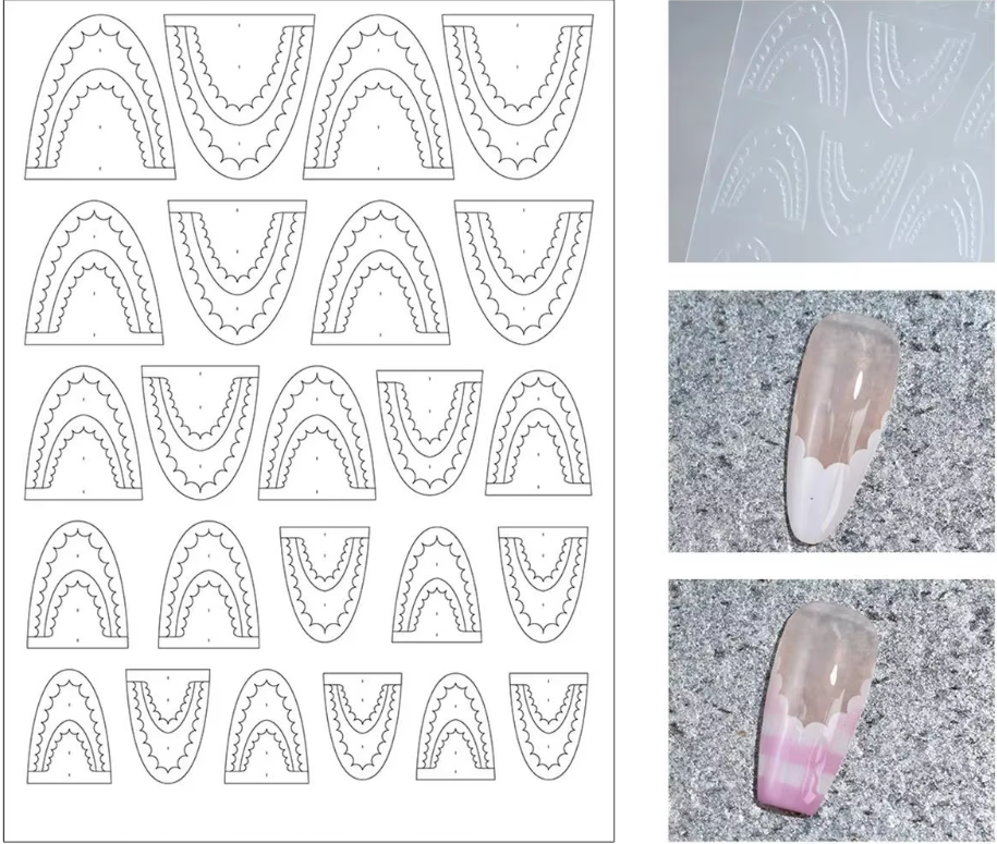 Hollow Lace French Tip Nail Sticker Stencil - 2 Styles Available