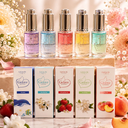 GELIXIR Nail Cuticle Oil with Dropper 0.5oz (5 scents) - Perfect idea for holiday gift