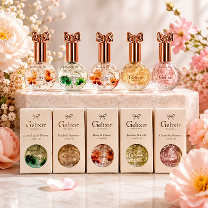 GELIXIR Nail Cuticle Oil with Brush 0.5oz (5 scents) - Perfect idea for holiday gift