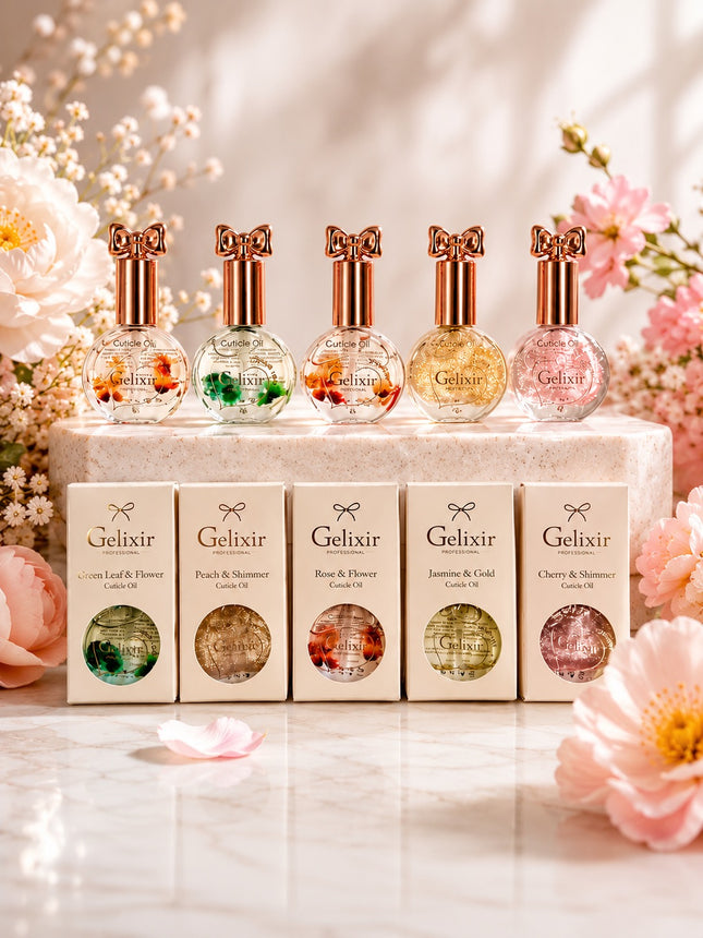 GELIXIR Nail Cuticle Oil with Brush 0.5oz (5 scents) - Perfect idea for holiday gift