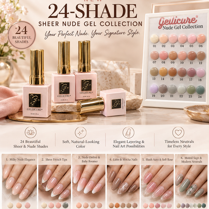 GELLICURE Sheer Nude Classic Gel Colors 0.5oz - 24 Shades Available