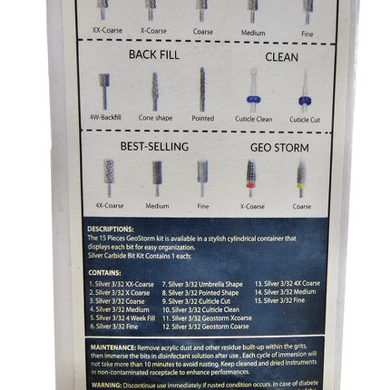 GEOSTORM Full Kit 15 Pieces Most Popular Bits for Nail Technician