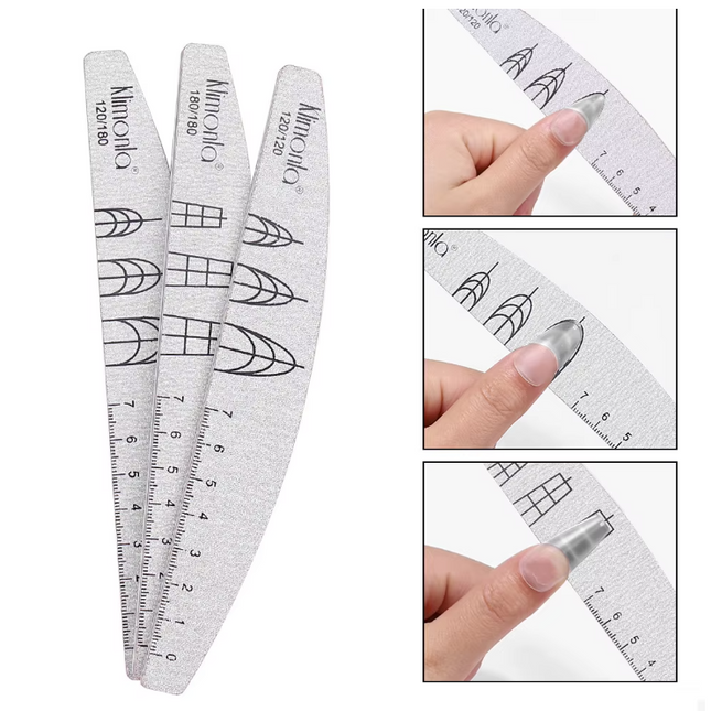 Professional Guideline Nail Tip Direction Files Set of 9pcs in Coffin/Oval/Almond Shape