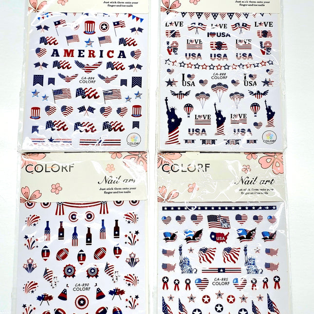 July 4th Nail Art Stickers - Set of 4