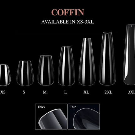 KIRIN Soft Gel X Tips Nail Box - Coffin (XS, S, M, L, XL, 2XL, 3XL)