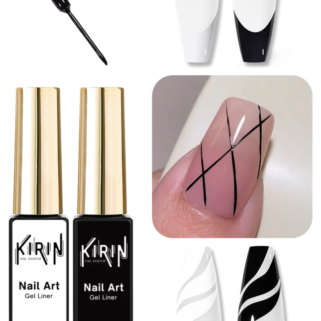 KIRIN Nail Art Gel Liner Best selling 0.4oz (Black & White)