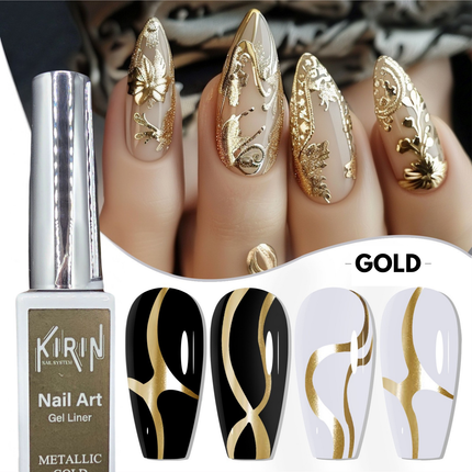 KIRIN Nail Art Gel Liner Metallic 0.4oz (Silver/Gold)
