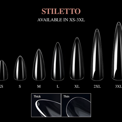 KIRIN Soft Gel X Tips Nail Box - Stiletto (XS, S, M, L, XL, 2XL, 3XL)