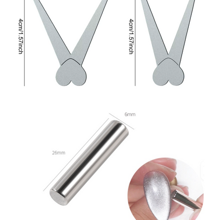 Magnets Cateye design French line V Shaped (small & large) & cylindrical - Set of 6pcs