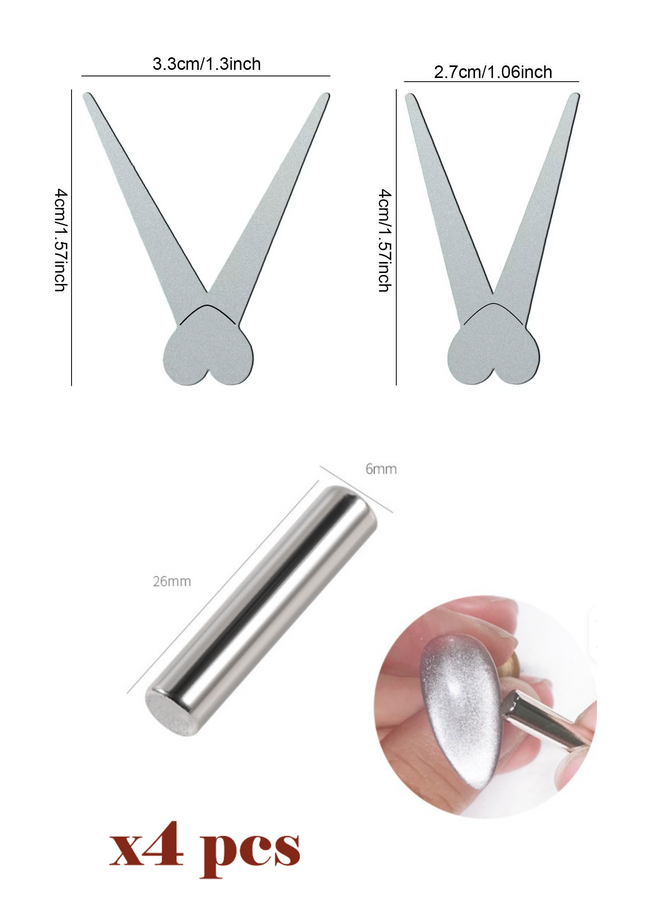 Magnets Cateye design French line V Shaped (small & large) & cylindrical - Set of 6pcs