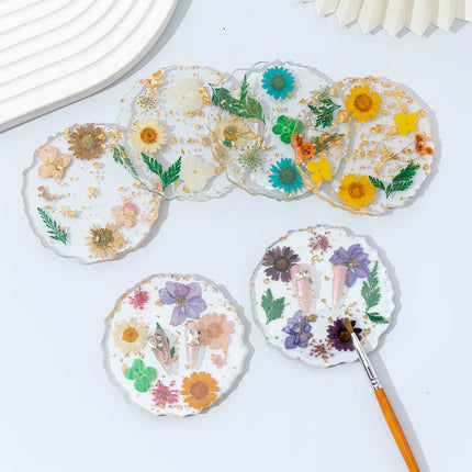 Nail Mixing Color Palette Dried Flower Gold Foil Resin