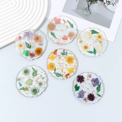 Nail Mixing Color Palette Dried Flower Gold Foil Resin