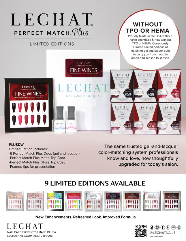 LECHAT Perfect Match Plus Fine Wines Set (6 Wine Duos & FREE No Wipe Gloss + No Wipe Matte)