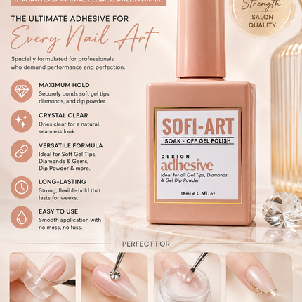 SOFI-ART Design Adhesive for Gel Tips, Diamonds & Gel Dip Powder (0.6oz)
