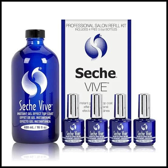 Seche - Vive Gel Effect Top Coat Refill 16oz + 4 Free 0.5oz Bottles