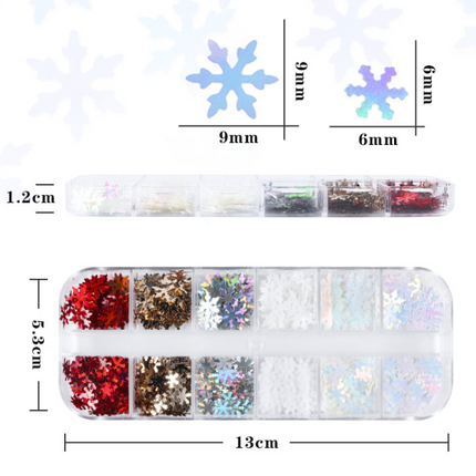 Christmas Snowflake Glitter Confetti in Various Colors - Set of 12 grids