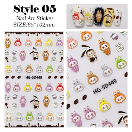 Nail Sticker 5D Sculpture Embossed Labubu - Various in many styles